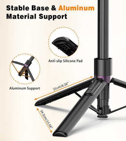 TONEOF 68" Magnetic Aluminum Phone Tripod Selfie Stick for iPhone & Android