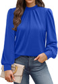 WIHOLL Long Sleeve Shirts for Women Mock Neck Tops Pleated Front Blouses Dressy Casual Spring Fall Clothes 2026 Fashion