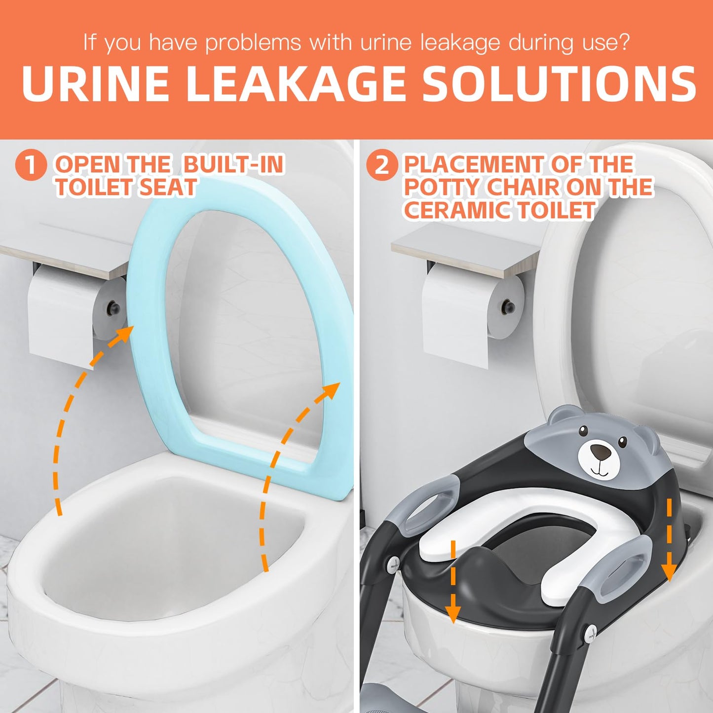 Potty Training Toilet for Toddlers, 2-in-1 Potty Training seat, Anti-Slip