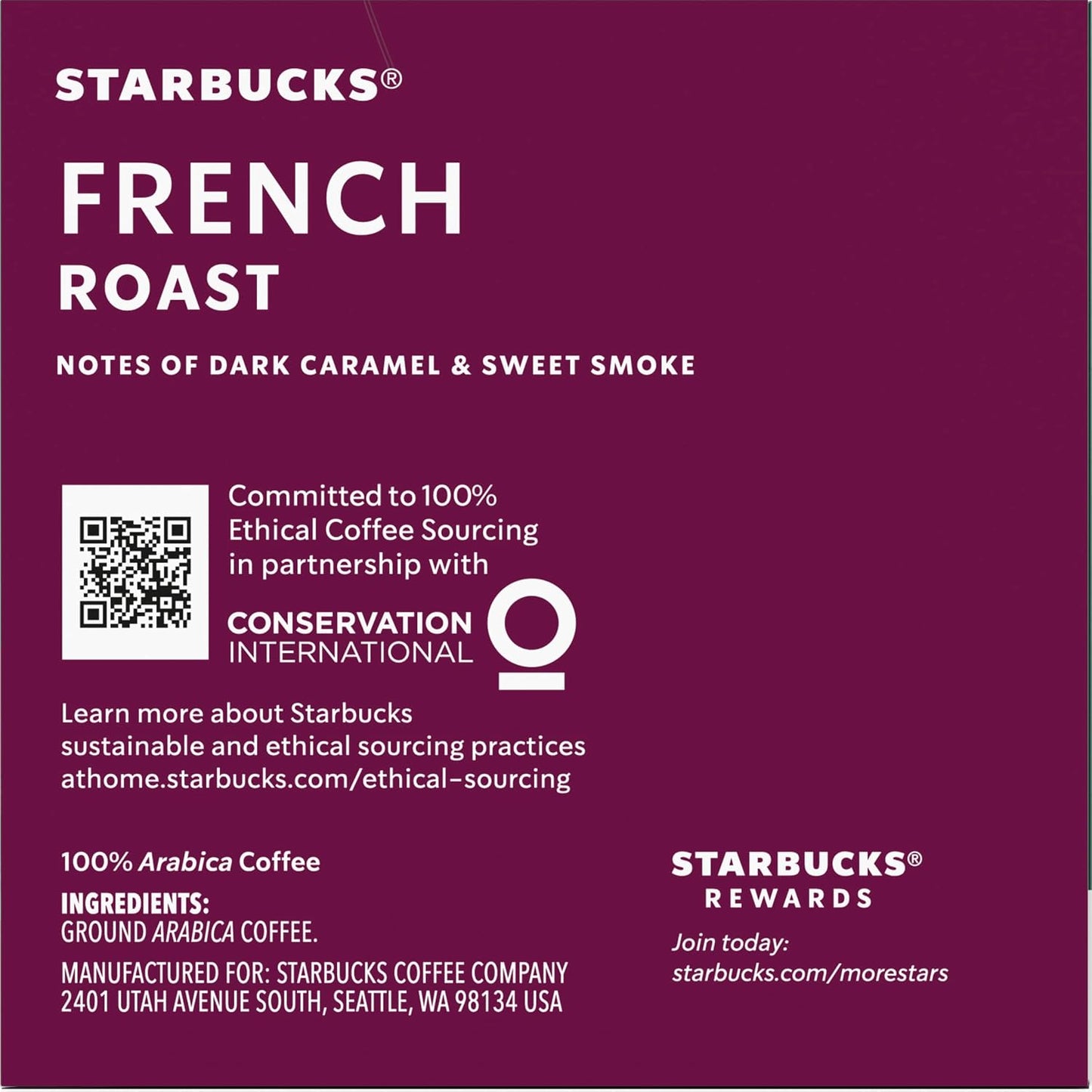 Starbucks K-Cup Coffee Pods, Dark Roast Hot or Iced Coffee, French Roast, 96 Keurig Pods