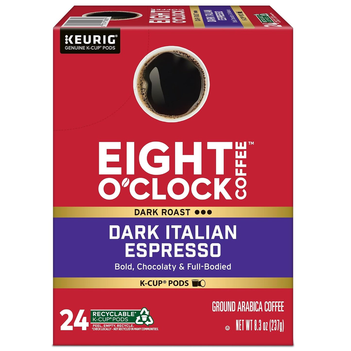 Eight O'Clock Coffee Hazelnut, Single-Serve Keurig K-Cup Pods, Flavored Medium Roast Coffee Pods, 96 Count