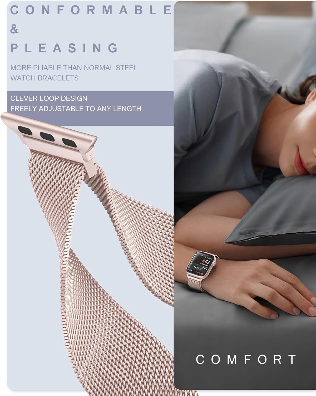 Original Milanese Loop Compatible with Apple Watch Bands for Women & Men