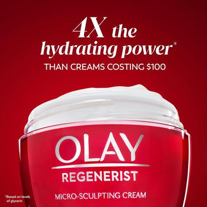 Olay Face Moisturizer, Regenerist Micro-Sculpting Facial Cream for Women - Anti-Aging, Anti-Wrinkle, Firming Skin Care - Triple Collagen Cream, Peptide Moisturizer, Hyaluronic Acid, Niacinamide, 1.7oz