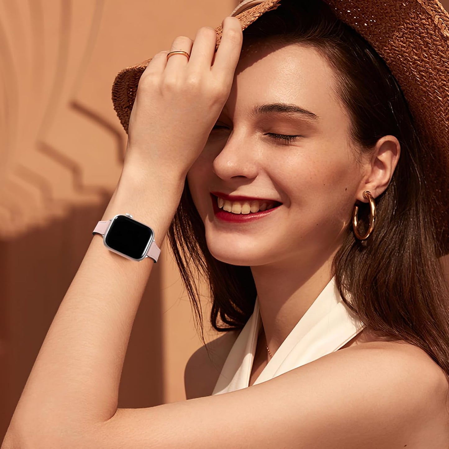 Charlam Slim Leather Band Compatible with Apple Watch Bands for Women 40mm 38mm 41mm 42mm 44mm 45mm 46mm, Top Grain Genuine Leather Strap Thin Wristband for iWatch Series 11 10 SE 9 8 7 6 5 4 3 2 1