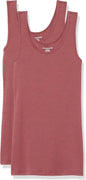Amazon Essentials Women's Slim-Fit Ribbed Scoop Neck Tank Tops, Pack of 2