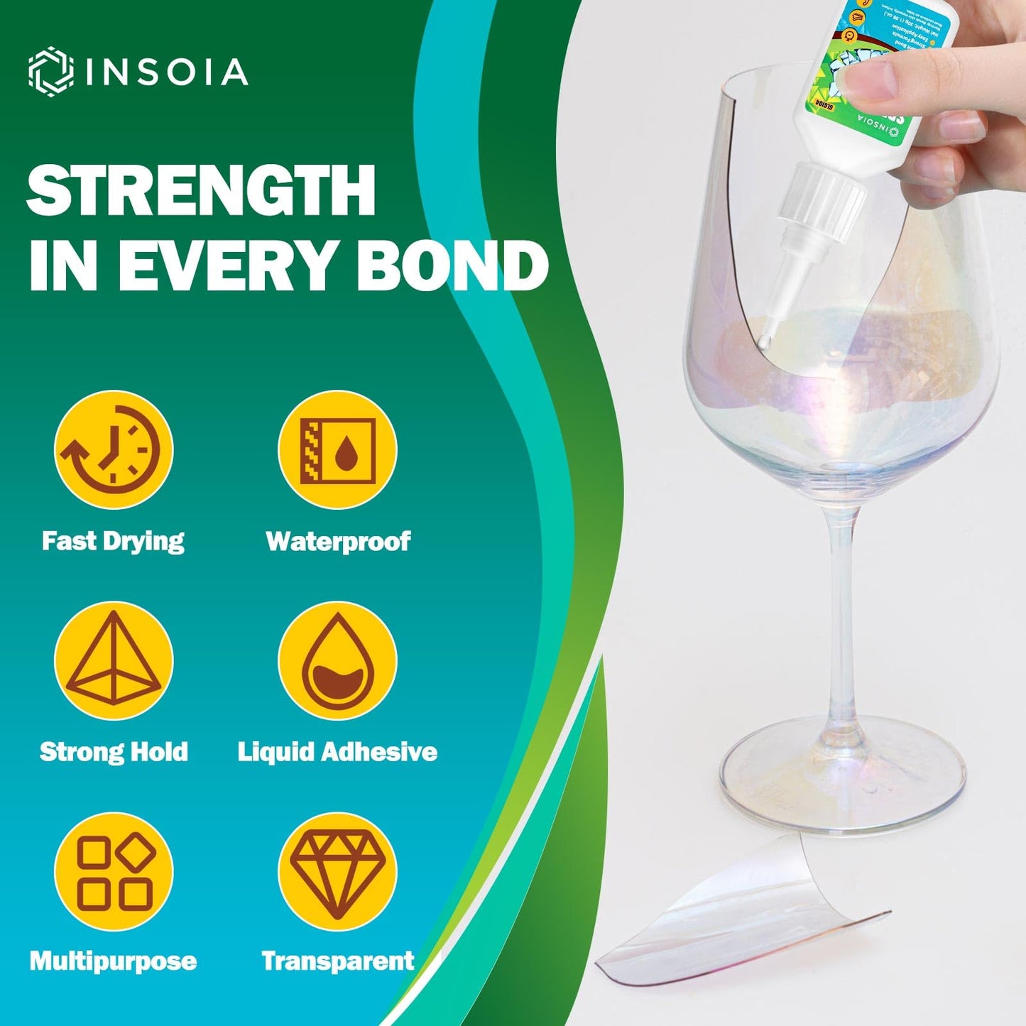 INSOIA Super Medium CA Glue, 20g, Strong Bond, with Precision Tips