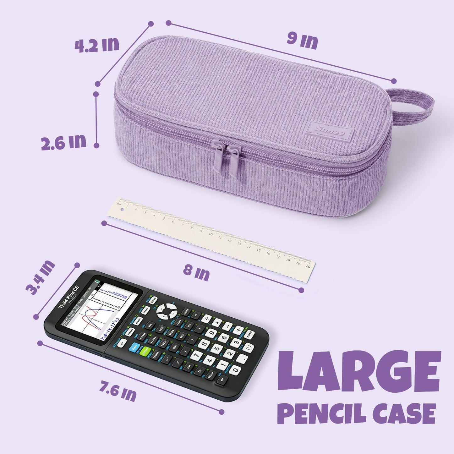 SUNEE Cute Pencil Case, Soft Corduroy Large Capacity Pencil Pouch, Aesthetic Zipper Pencil Bag, Big Storage Pen Organizer for Stationery, Pencil Box Back to School Supplies for Teen Girls Boys, Beige