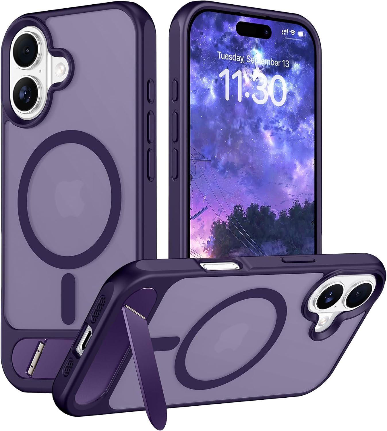 Magnetic Compatible with iPhone 14 Pro Max Case, [Built-in Invisible Kickstand][Compatible with MagSafe] [Military Grade Shockproof] Slim Translucent Matte Phone Case for iPhone 14 Pro Max 6.7"