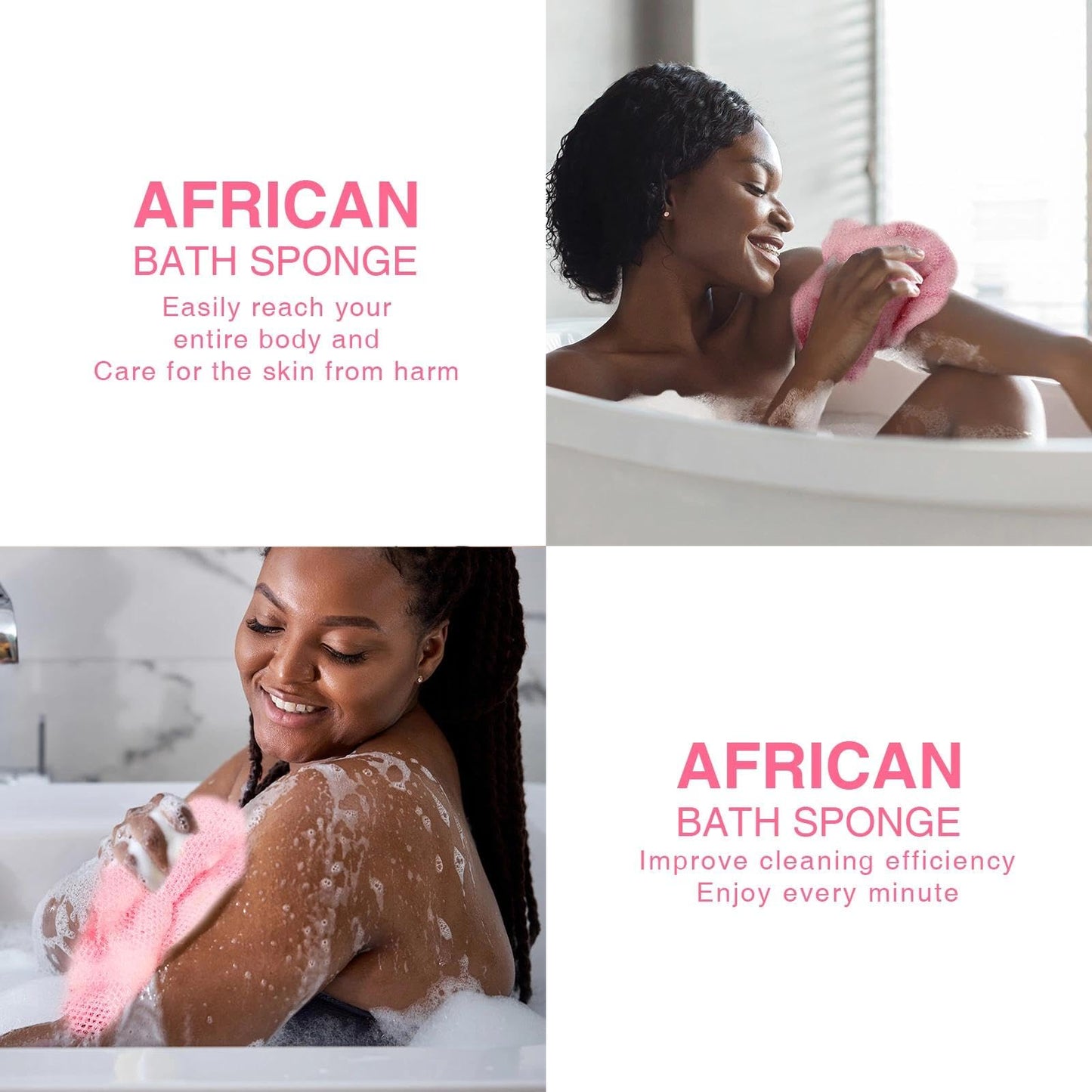 UJFQBH African Net Sponge Authenti, Exfoliating Body Scrubber for Back and Hard to Reach Areas, Gentle Daily Exfoliation for Deep Cleansing, Quick Drying Shower Essential, Aqua Grey 3 Pack