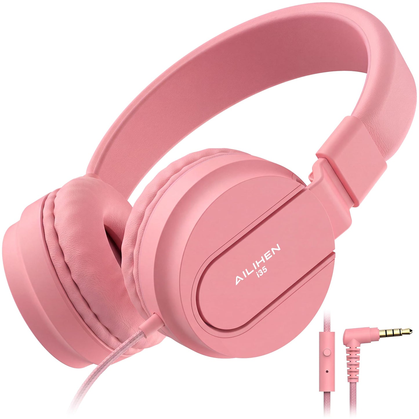 AILIHEN I35 Kids Headphones for School with Mic, 93dB Safe Volume, Orange