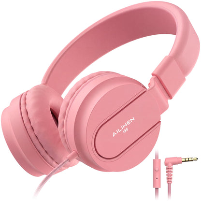 AILIHEN I35 Kids Headphones for School with Mic, 93dB Safe Volume, Orange