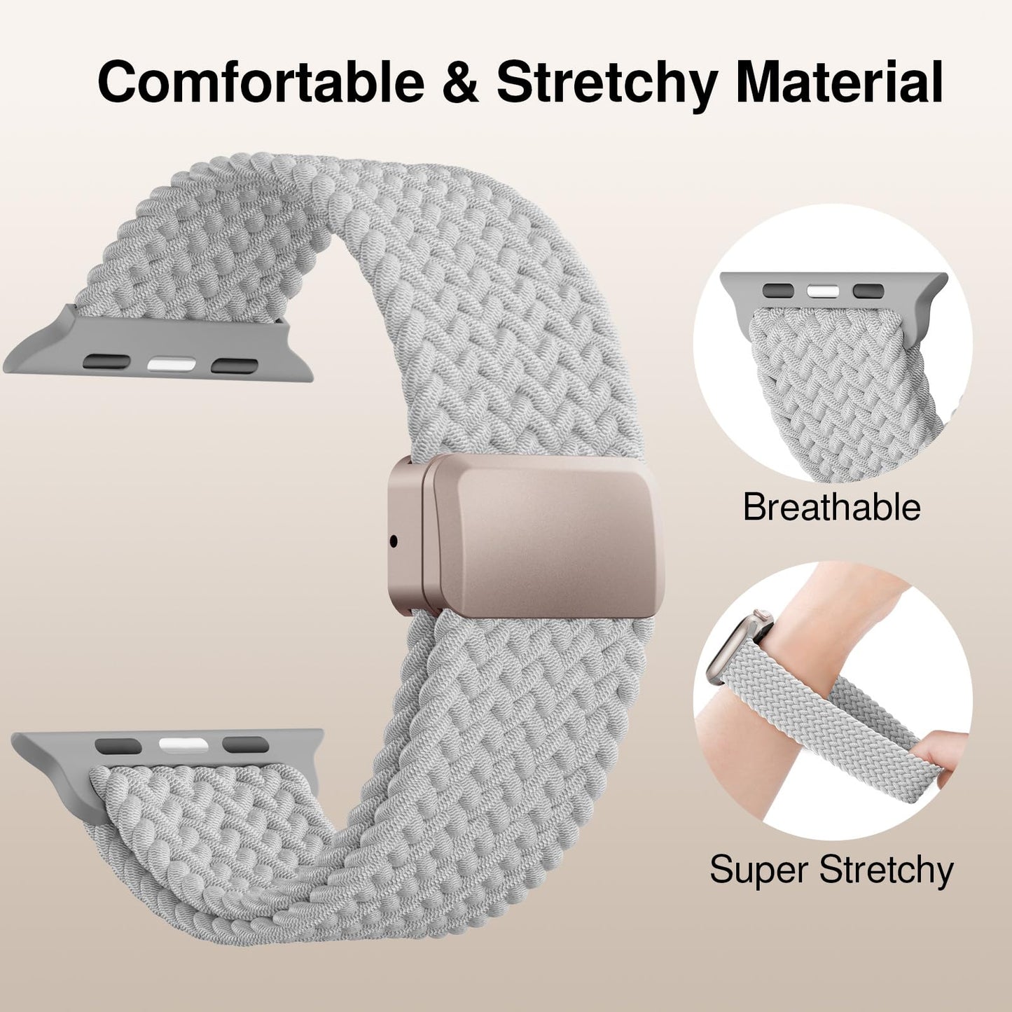 Braided Stretchy Magnetic Band Compatible with Apple Watch Bands Women Men