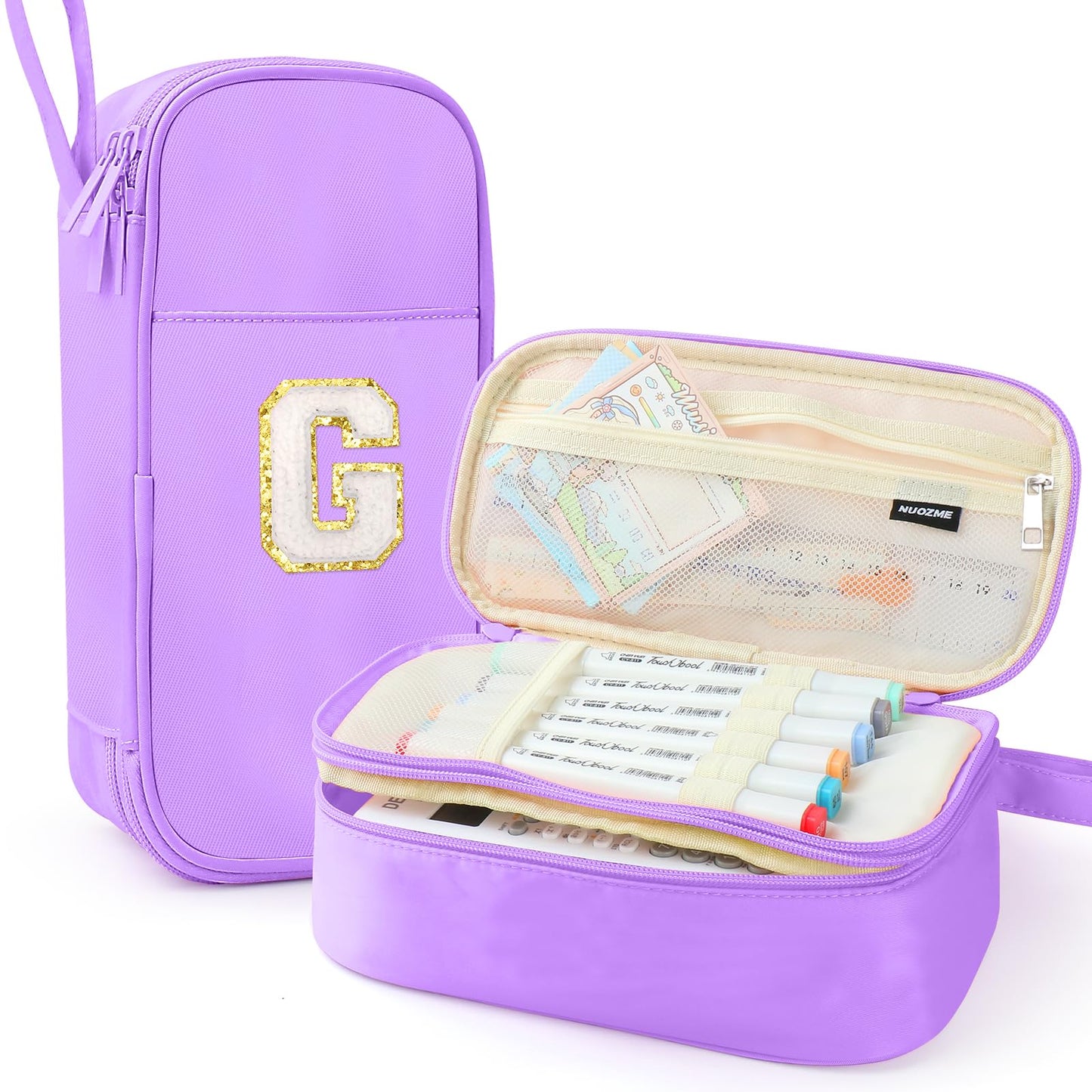 Cute Large Pencil Case Pouch,Personalized Initial Pencil Bag for Girls Boy