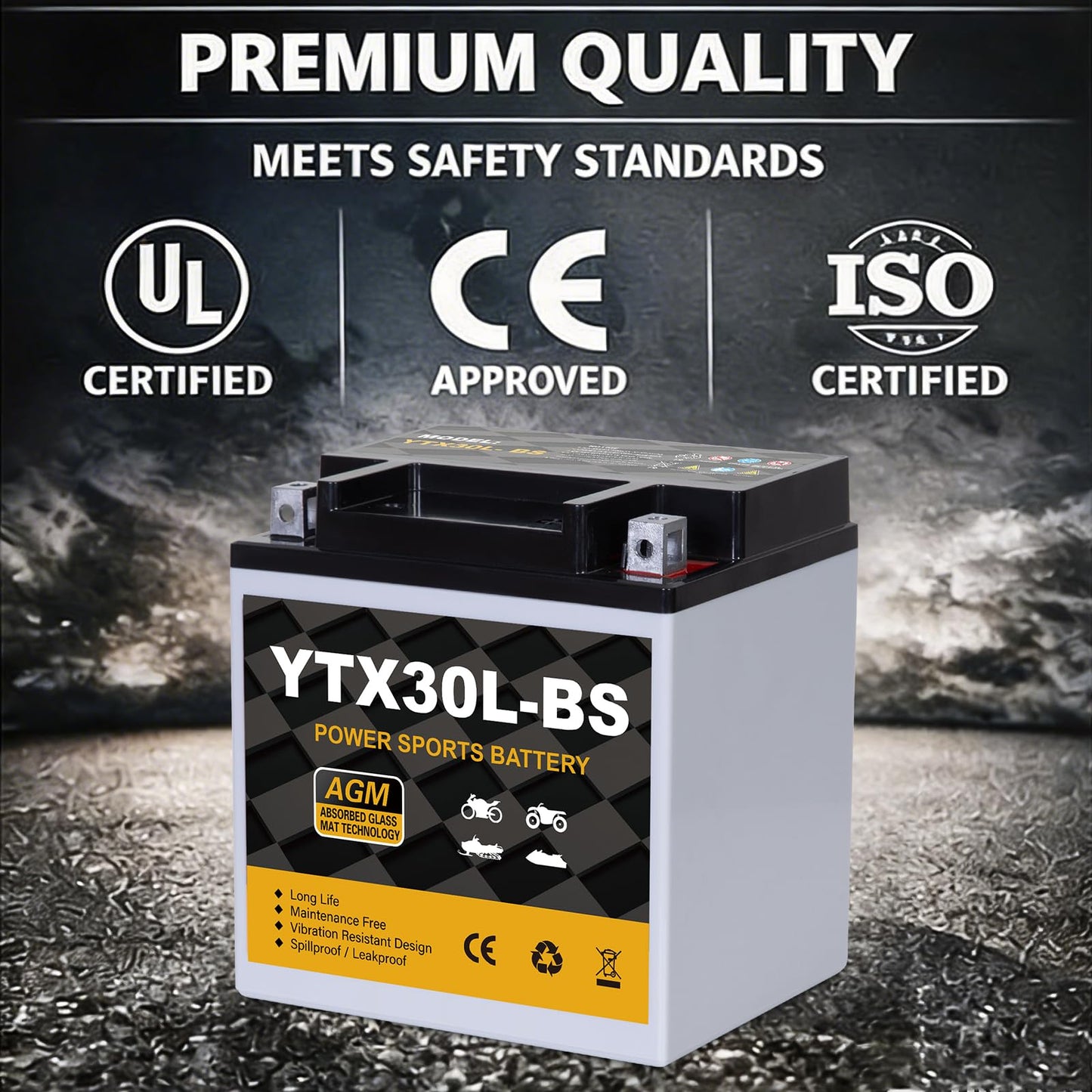 YTX14AH-BS 12V 12Ah Motorcycle Battery, 220CCA Rechargeable Maintenance Free Sealed AGM Battery, Powersport Replacement for ATV, UTV, Scooter