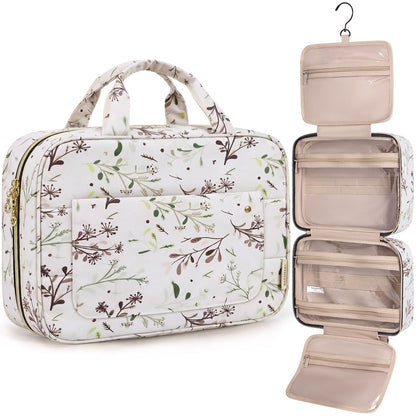 BAGSMART Large Toiletry Bag Travel Bag with Hanging Hook, Water-resistant Makeup Cosmetic Bag Travel Organizer for Accessories, Shampoo, Full Sized Container, Toiletries