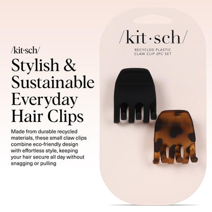 Kitsch Mini Hair Clips for Women - Tortoise & Black, 16 Pcs