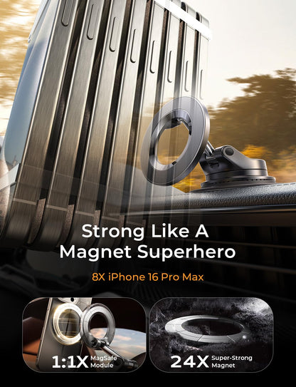 LISEN for Magsafe Car Mount, Magnetic Phone Holders for Your Car Vacuum, Phone Mount for Car Accessories for Women Men Jeep BMW, Suction Holder Kits, for iPhone 17 Pro Max 16 15 14 13 12,Carbon Fiber