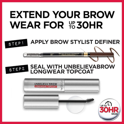 L'Oreal Paris Makeup Brow Stylist Definer Waterproof Eyebrow Pencil, Ultra-Fine Mechanical Pencil, Draws Tiny Brow Hairs and Fills in Sparse Areas and Gaps, Brunette, 0.003 Ounce (Pack of 2)