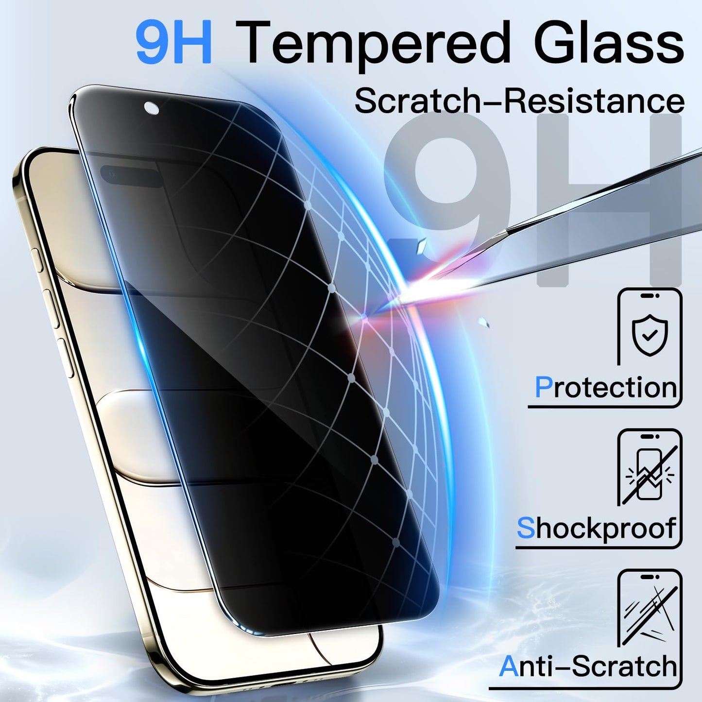 JETech Privacy Screen Protector for iPhone 17 Pro Max, 2-Pack