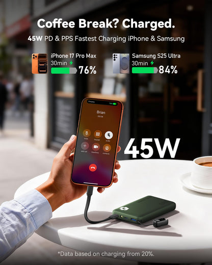 INIU 10000mAh 45W Fast Charging Portable Charger, Smaller Travel Power Bank