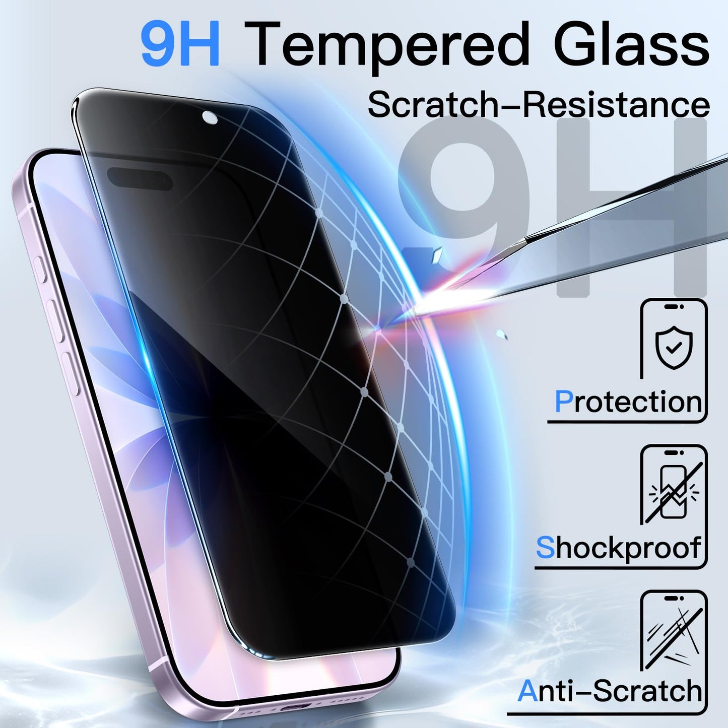 JETech Privacy Screen Protector for iPhone 17 Pro Max, 2-Pack
