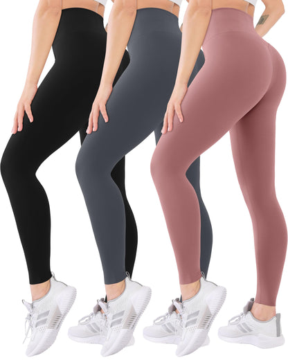 Blisset 3 Pack High Waisted Leggings for Women with Pockets Soft Active Compression Pants for Yoga Running & Daily Wear