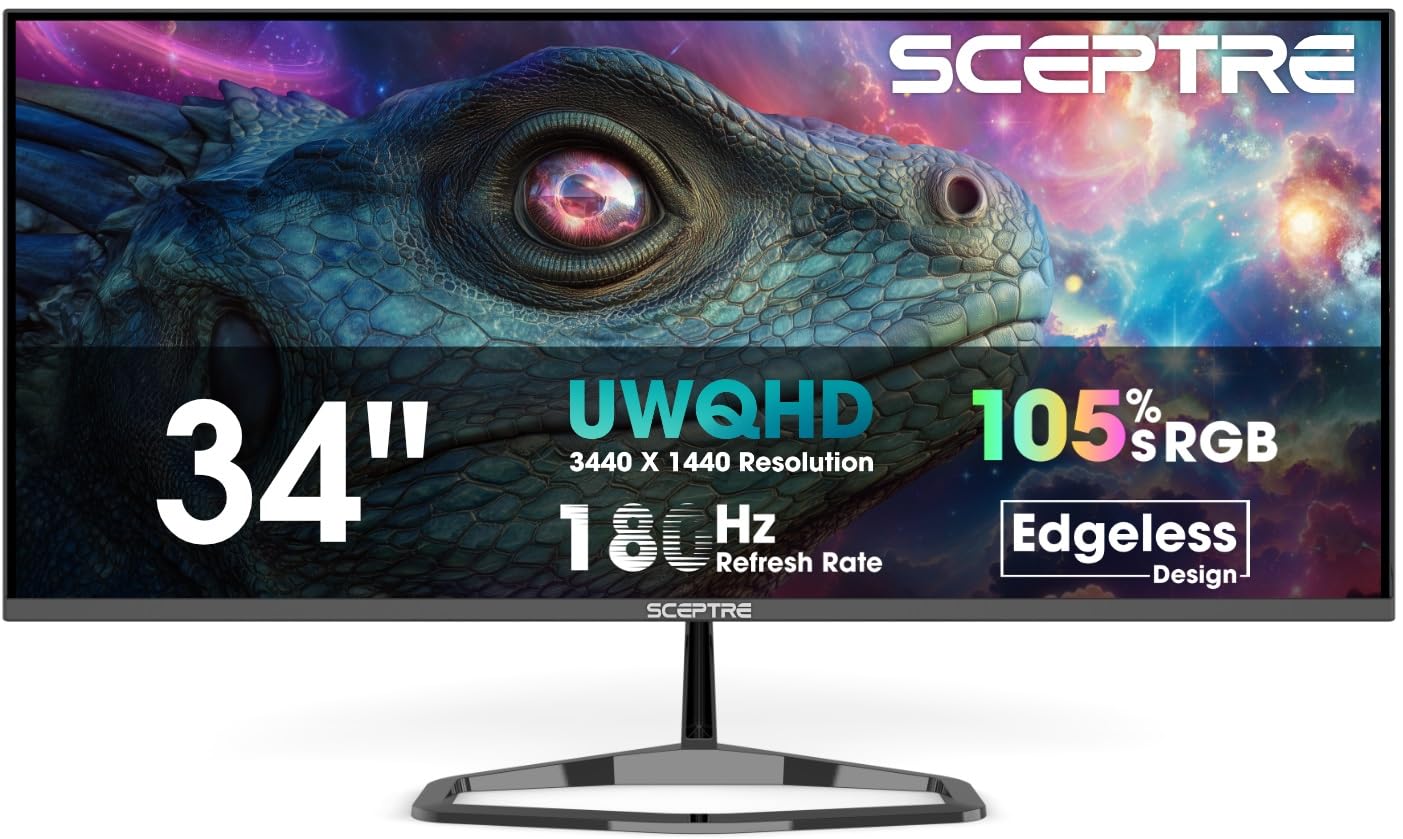 Sceptre New 22-Inch Gaming Monitor, FHD 1080p, Up to 144Hz, HDMI, DisplayPort, Built-in Speakers, Machine Black (E225W-FW144 Series, 2026)