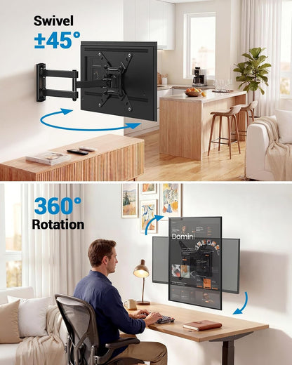 Pipishell Full Motion TV Wall Mount for Echo Show 21/15 and 13-43 Inch Flat Curved Screen TVs & Monitors, Max VESA 200x200mm up to 44lbs, TV Mount Wall Bracket with Rotation Swivel Tilt Extension
