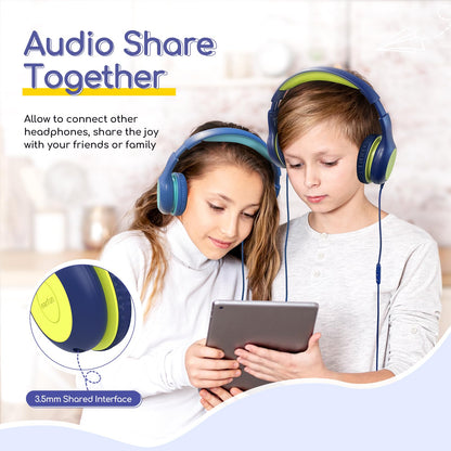 EarFun K1 Kids Headphones Wired with Mic, Volume Limit Headphones for Kids
