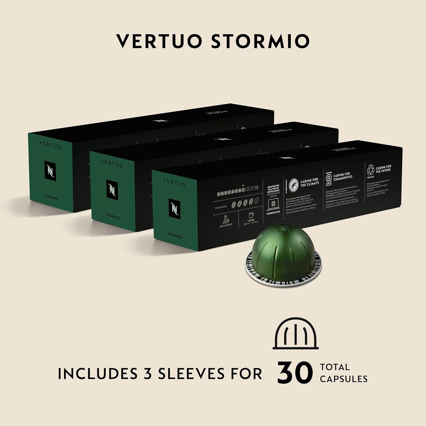 Nespresso Capsules Vertuo, Variety Pack, Medium and Dark Roast Coffee, 30 Count Coffee Pods, Brews 7.8 oz.