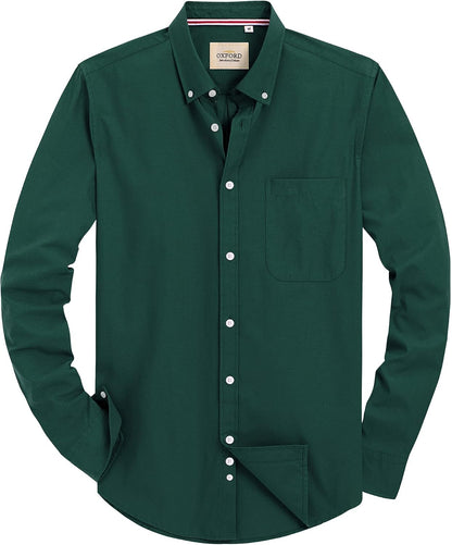 Alimens & Gentle Mens Solid Oxford Shirt Long Sleeve Dress Shirt Work Casual Button Down Shirts with Pocket