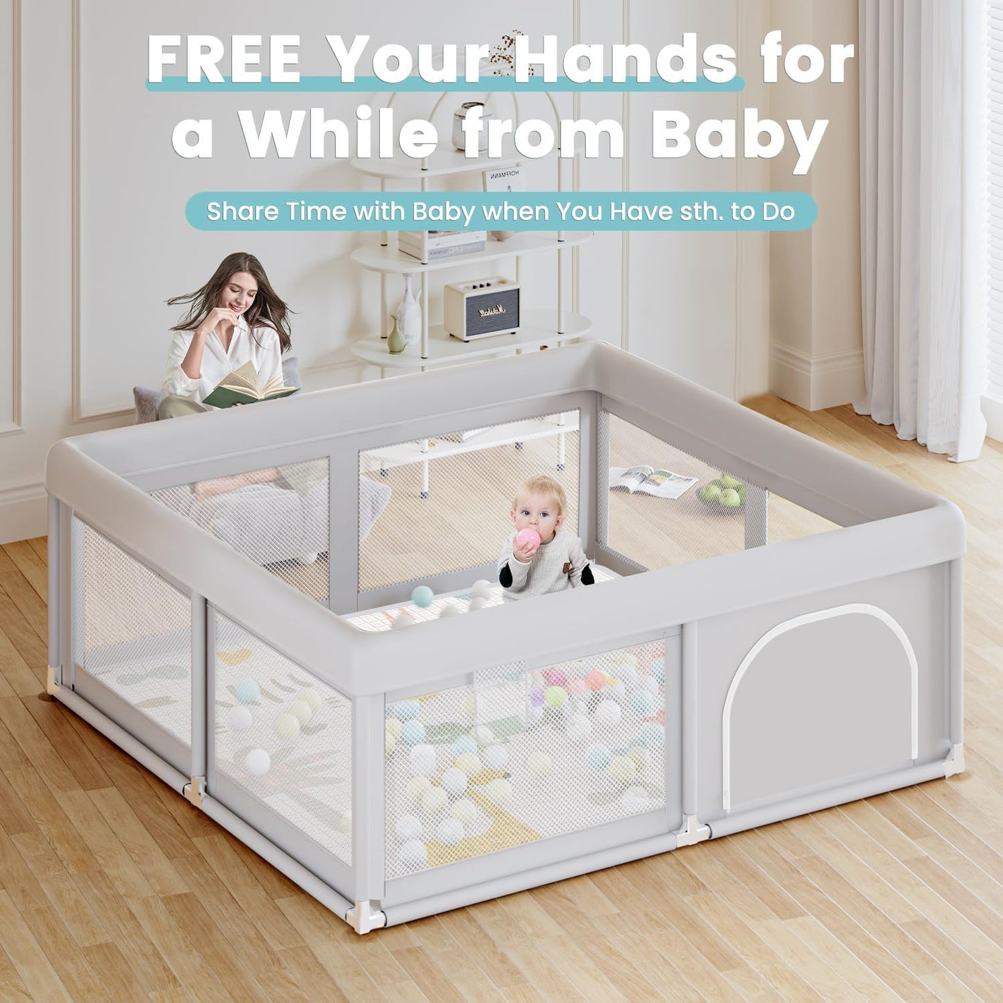 Hiaksedt Baby Playpen 50x50 Inch, Play Pens for Babies and Toddlers