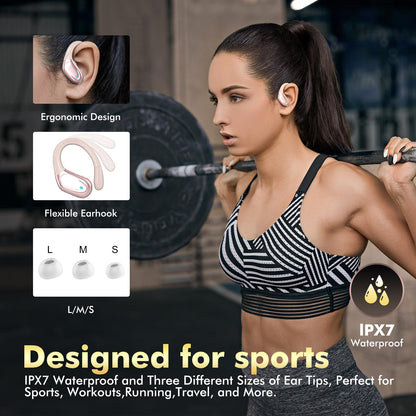 HAOYUYAN Wireless Earbuds, Sports Bluetooth Headphones, 80Hrs Playtime Ear Buds with LED Power Display, Noise Canceling Headset, IPX7 Waterproof Earphones for Workout/Running (Purple)