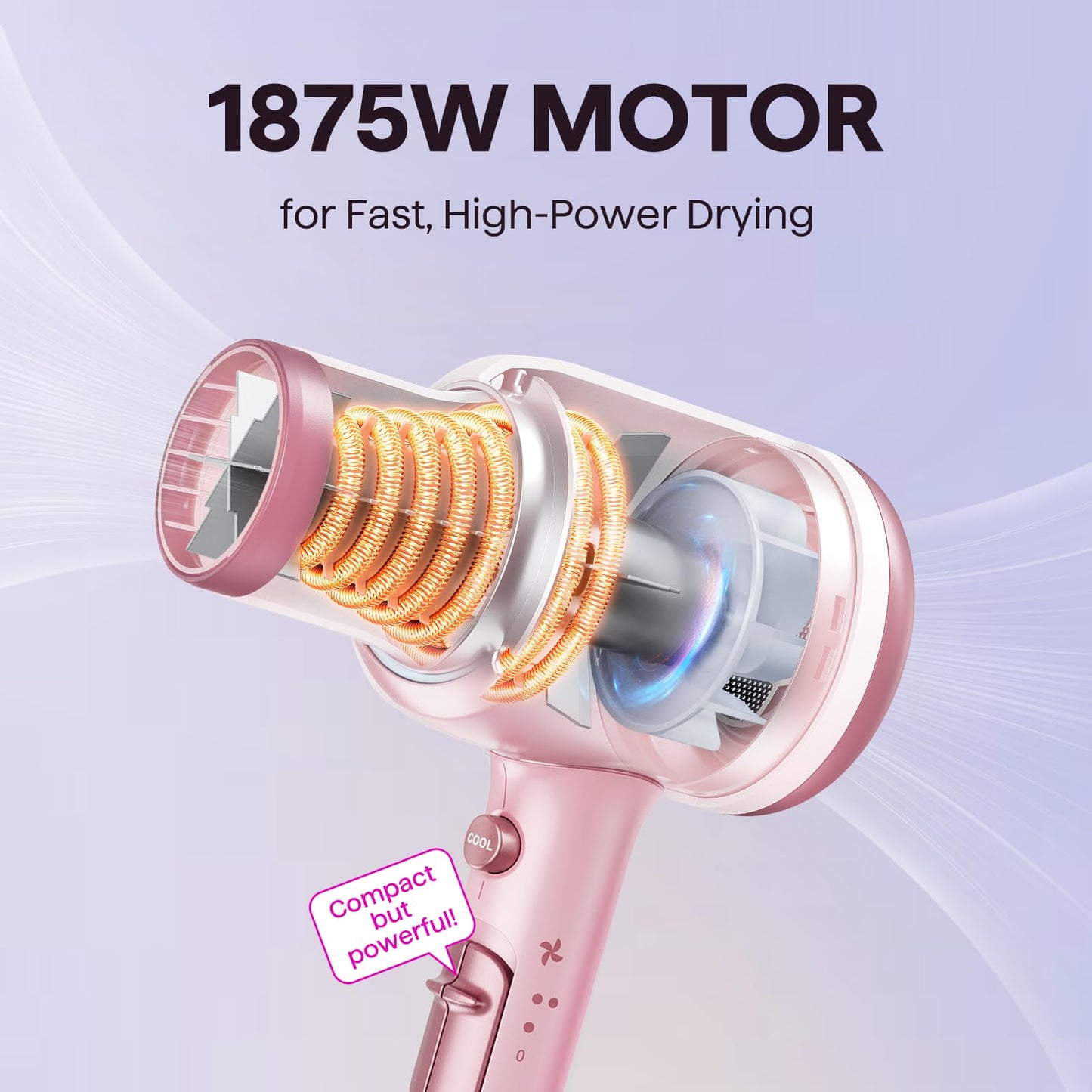 Wavytalk Blown Away Ionic Hair Dryer with Diffuser for Curly Hair