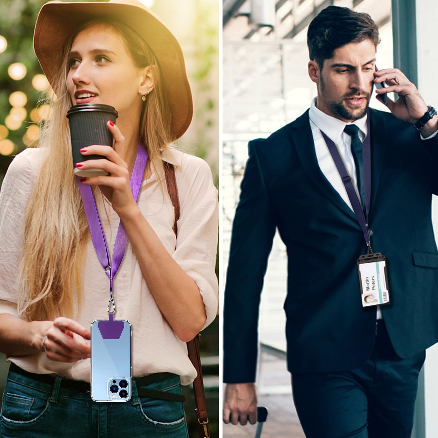 CACOE Phone Lanyard, Black+Dark Blue, 2 Pcs