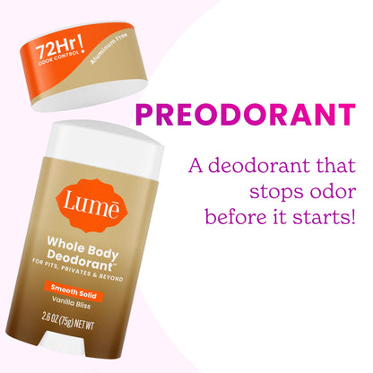 Lume Whole Body Deodorant - Solid Stick - 2.6 oz, 2 pk (Soft Powder)