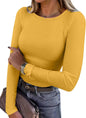 ANRABESS Women Long Sleeve Shirts Ribbed Fitted Tops