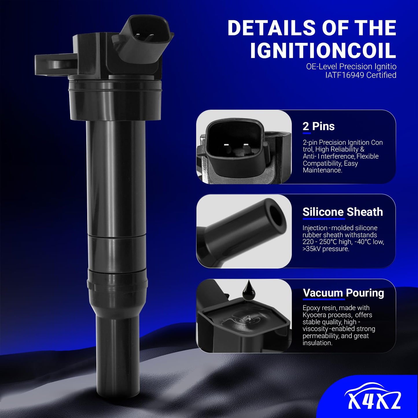 UF667 Ignition Coil & ILZFR6D11 Double Iridium Spark Plug for BMW 2.5-6.0L