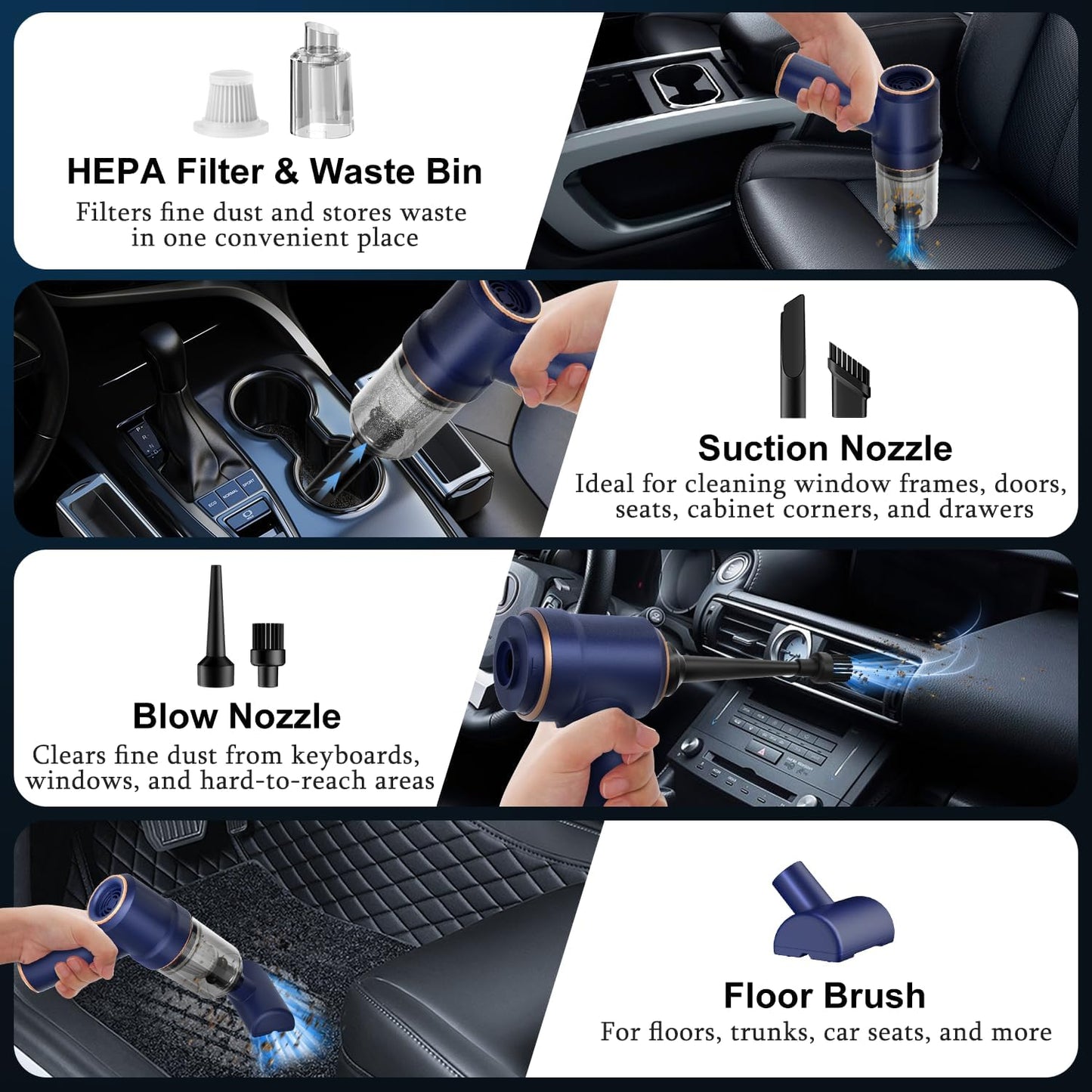 KMM Handheld Car Vacuum Cleaner, Hand Held Vacuum Cleaner and Air Duster