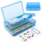 Double Layer Plastic Clear Hard Colored Pencil Box Case Pen Crayon Box