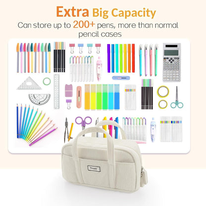 Sooez Large Pencil Case Pouch, Extra Big Pencil Bag with 5 Compartments