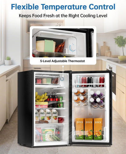 3.2 Cu Ft Mini Fridge with Freezer, Single Door Upright Freezer