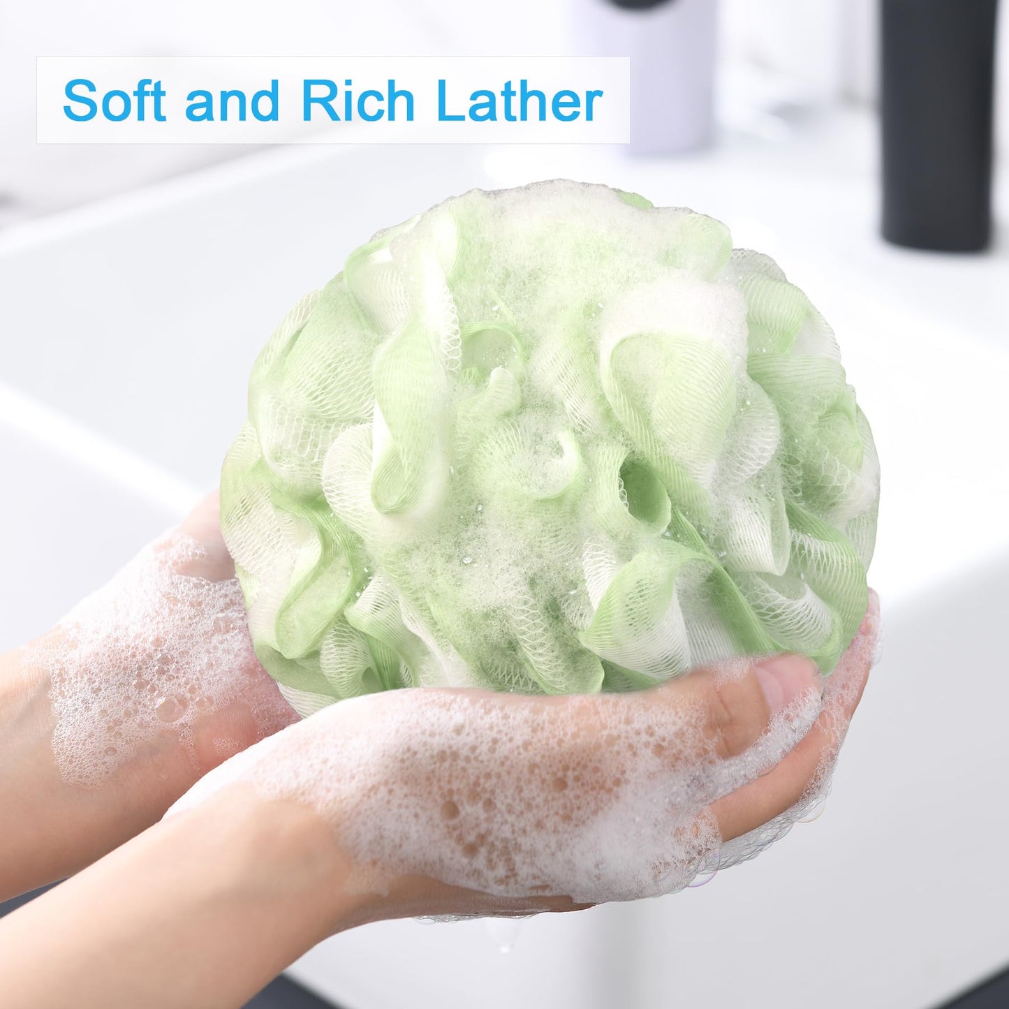 AmazerBath Loofah Sponge 75g/Piece, Loofah for Men Body Scrubber - Bath Sponge Loofa Set of 4 Black (Large)