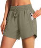 Ksmien Women's 5"/7" Athletic Running Shorts Quick Dry with Zipper Pockets