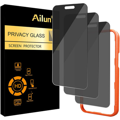 Ailun 3 Pack Privacy Screen Protector for iPhone 16 Pro Max, Tempered Glass