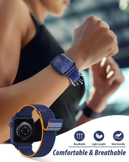 Nylon Loop Sport Band Compatible with Apple Watch Bands 38mm 40mm 41mm 42mm for Women Men, iWatch Wrist Straps for Se, Series 11 10 9 8 7, Breathable, Soft Band Ideal for Outdoor