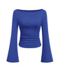PRETTYGARDEN Womens Bell Long Sleeve Ribbed Knit Tops