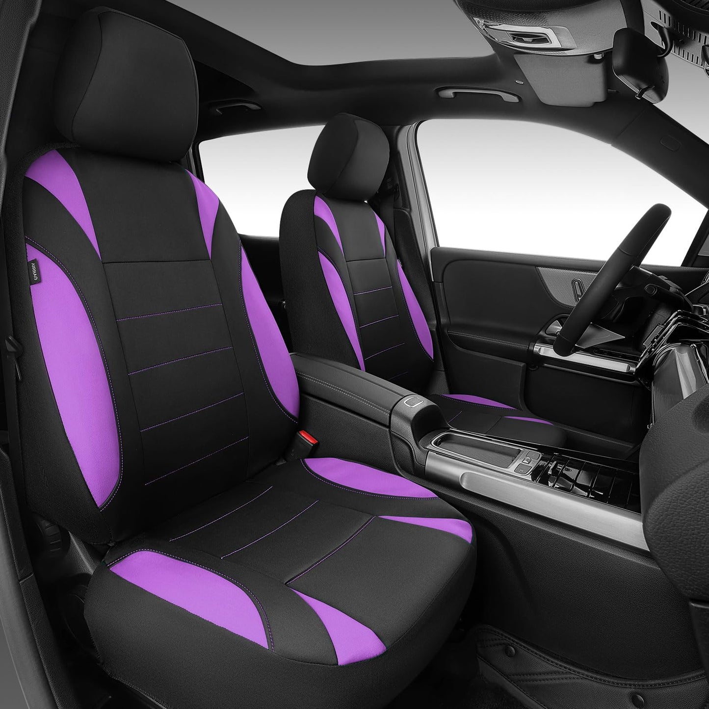 CAR PASS Waterproof Car Seat Covers Front Seats Only with 5mm Composite EVA, Neoprene Car Seat Cover with Separate Headrest Cover, Quick Setup Universal Fit for Car SUV Trucks,Airbag Compatible（Gray