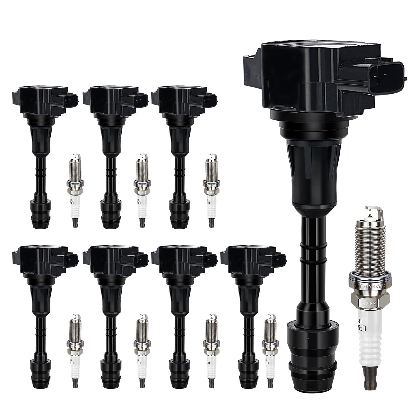 UF667 Ignition Coil & ILZFR6D11 Double Iridium Spark Plug for BMW 2.5-6.0L