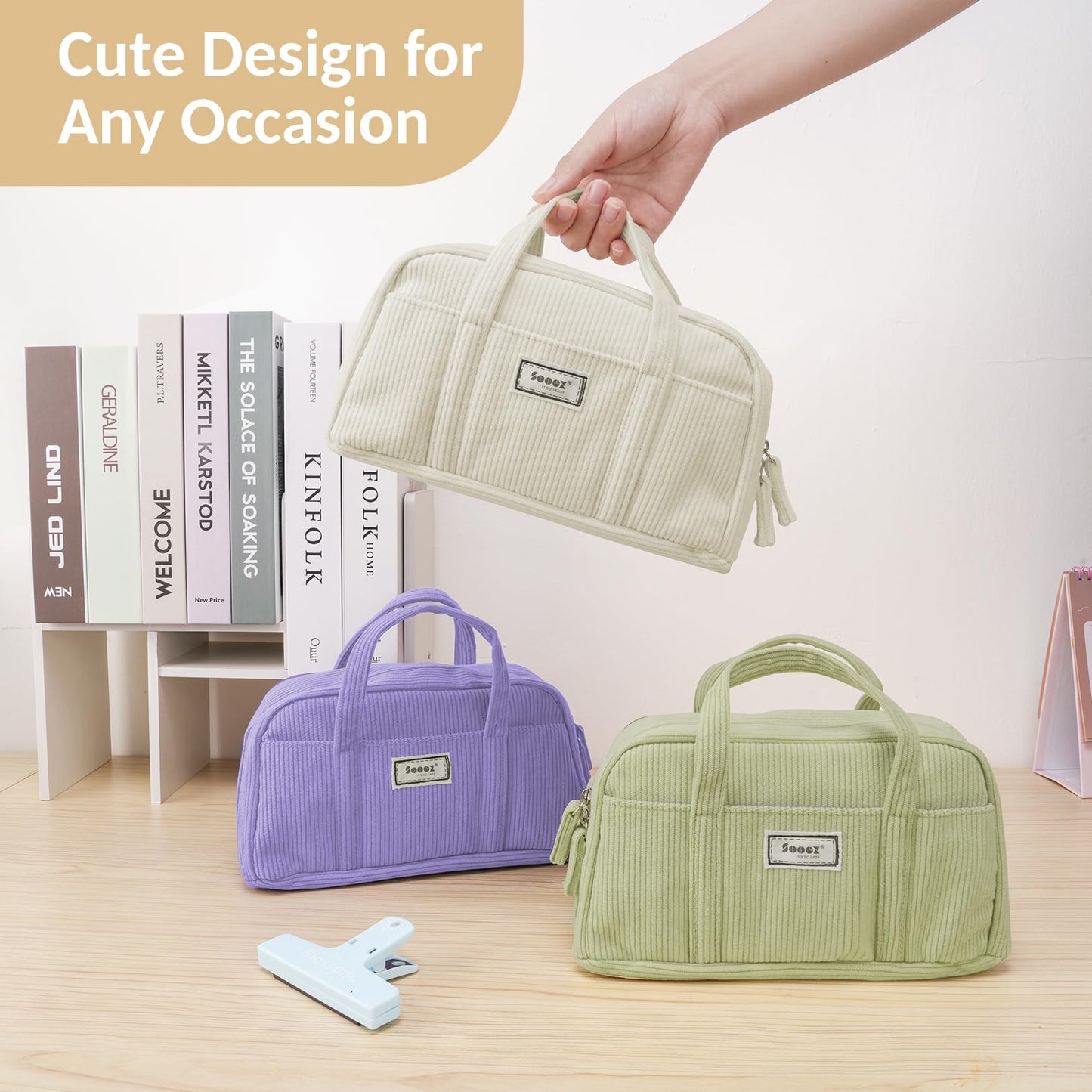 Sooez Large Pencil Case Pouch, Extra Big Pencil Bag with 5 Compartments